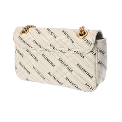 GUCCI GG Marmont Balenciaga collaboration chain shoulder bag white 443497 women's leather