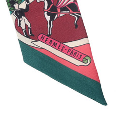 HERMES Twilly EXPOSITION UNVERSELL Pink/Green - Women's 100% Silk Scarf Muffler
