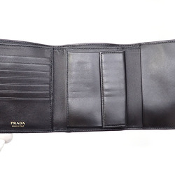 Prada Tri-fold Wallet for Women Nero Nylon Leather 1MH170 Ribbon Black A6047141