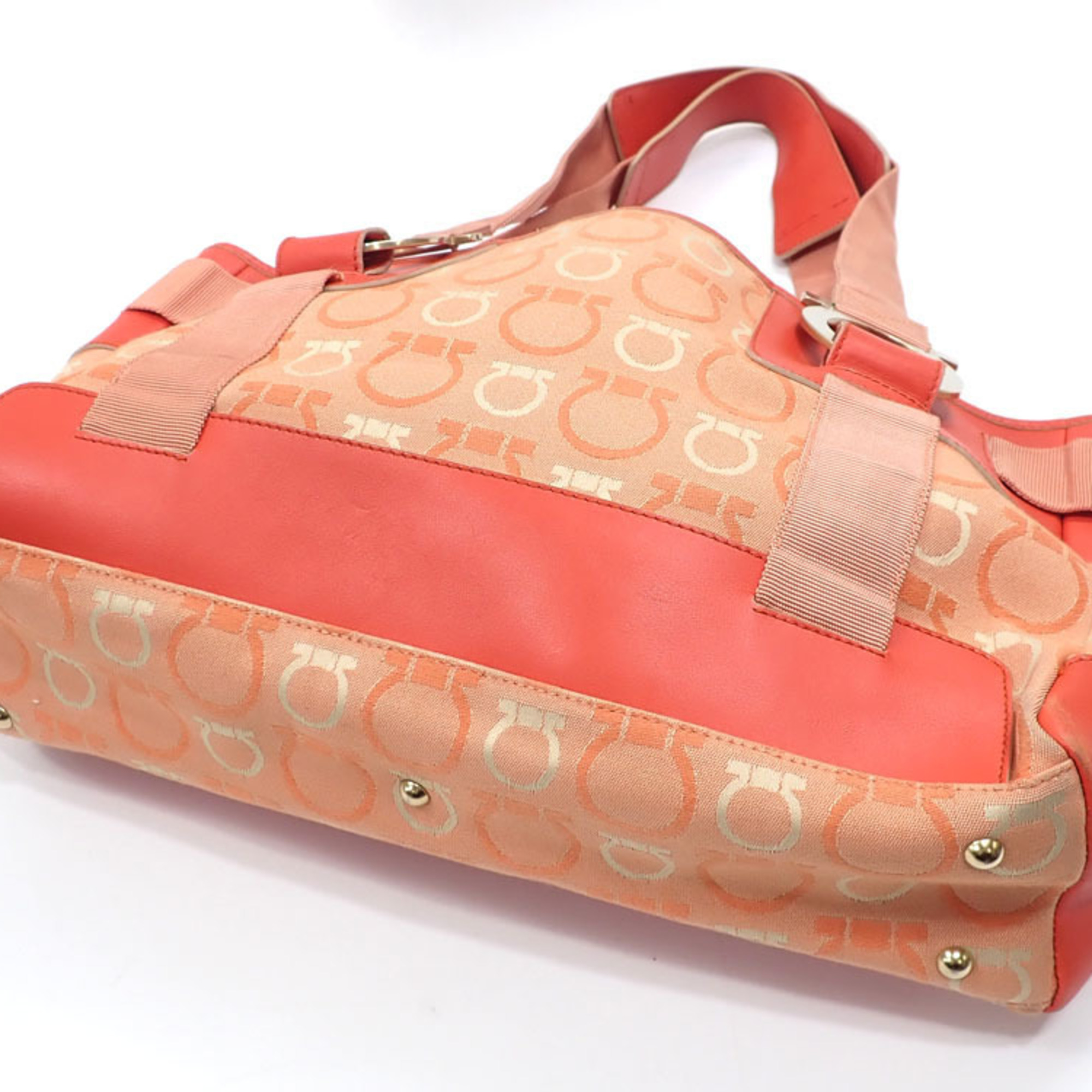 Salvatore Ferragamore Tote Bag for Women Orange Canvas Leather Q215375 Hand Shoulder A2231017