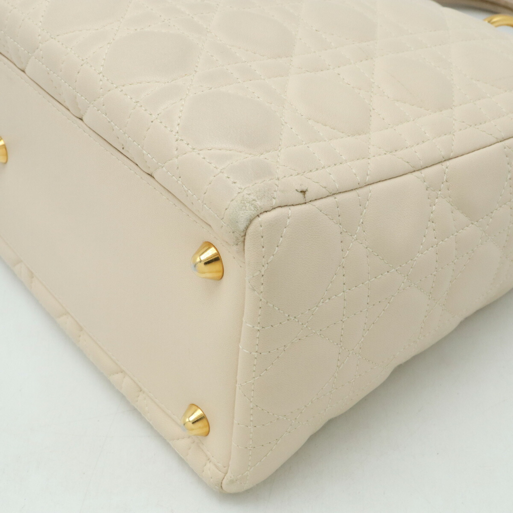 Christian Dior Lady Cannage handbag shoulder bag leather light beige