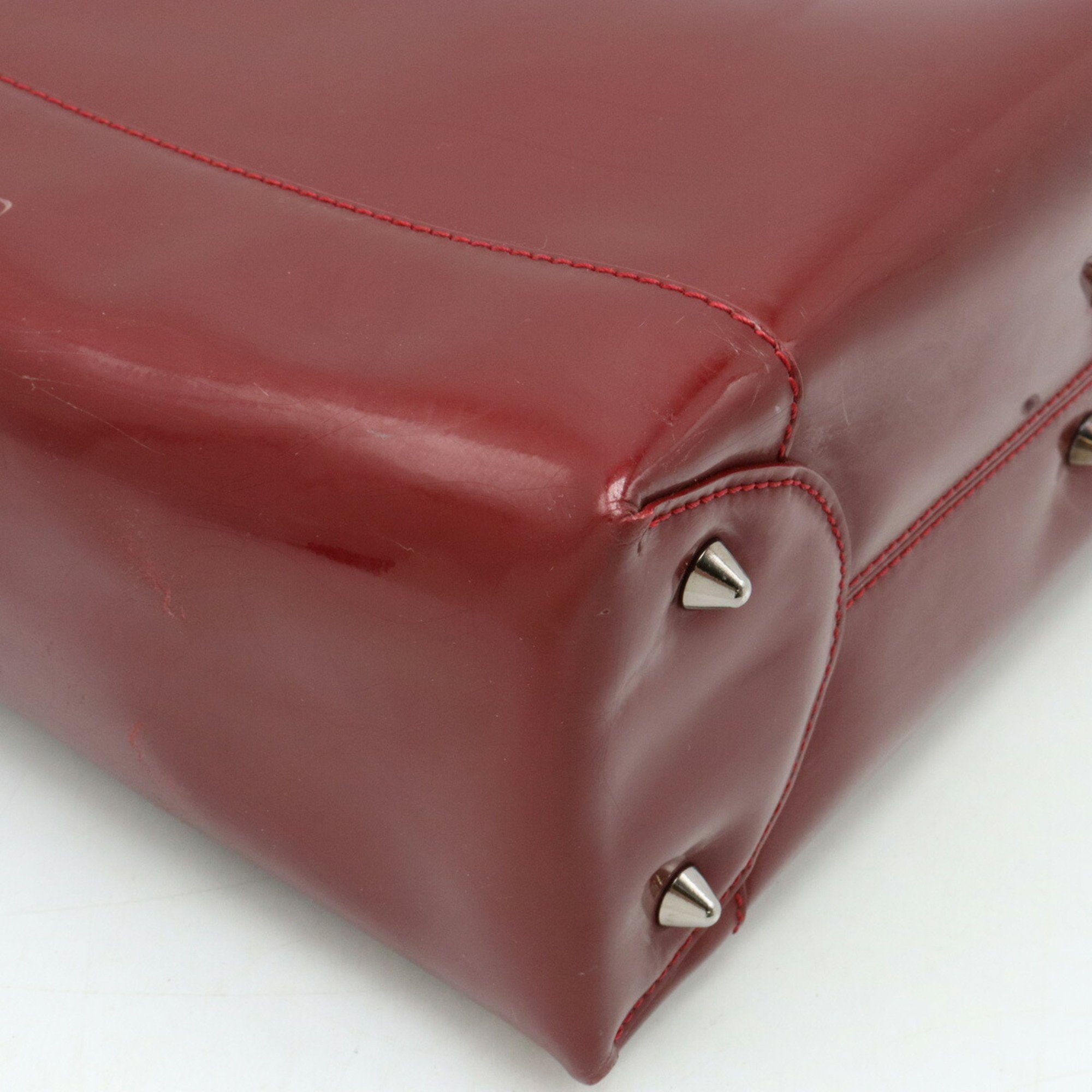 Christian Dior Marispearl handbag shoulder bag patent leather red