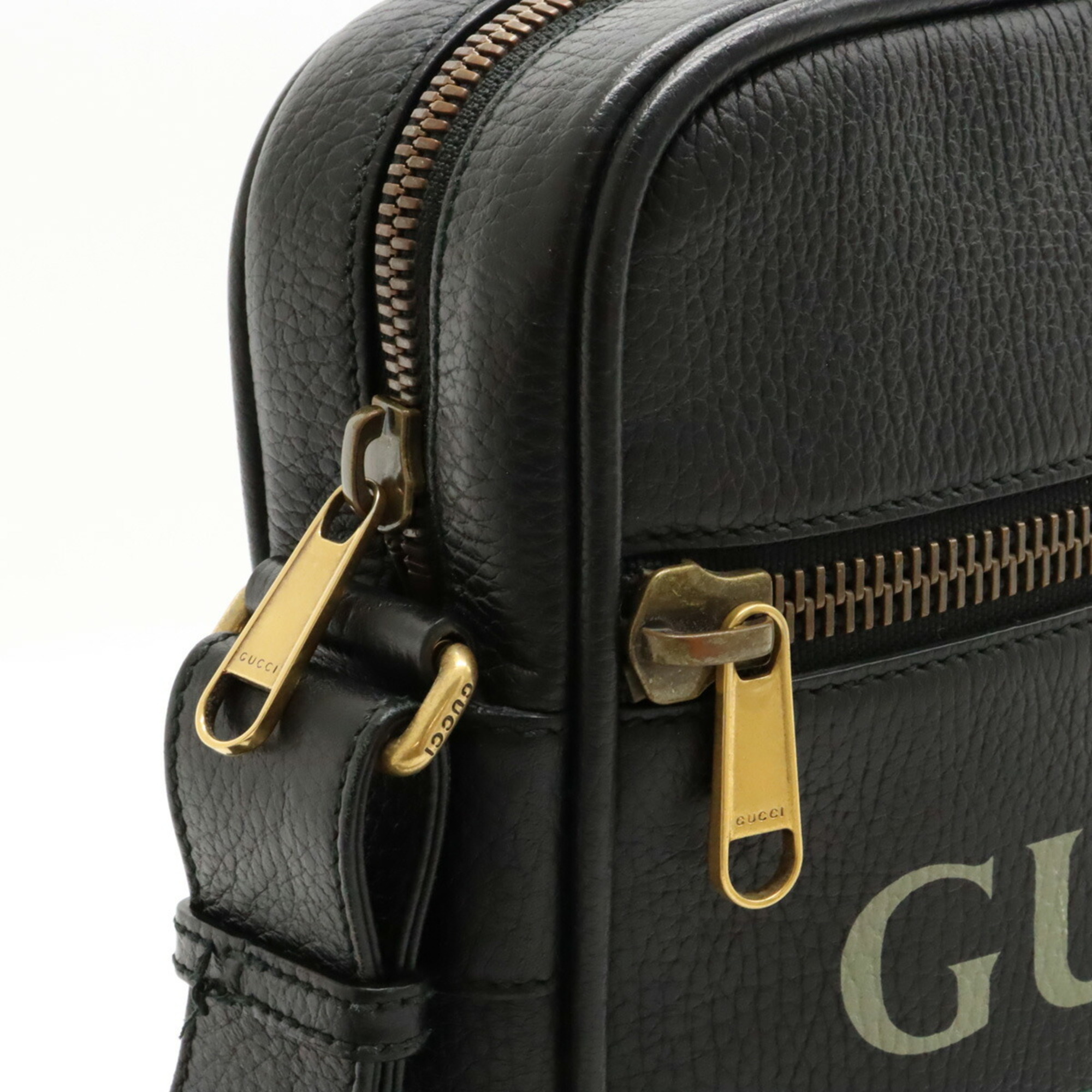 GUCCI Gucci Print Bag Shoulder Leather Black 523591