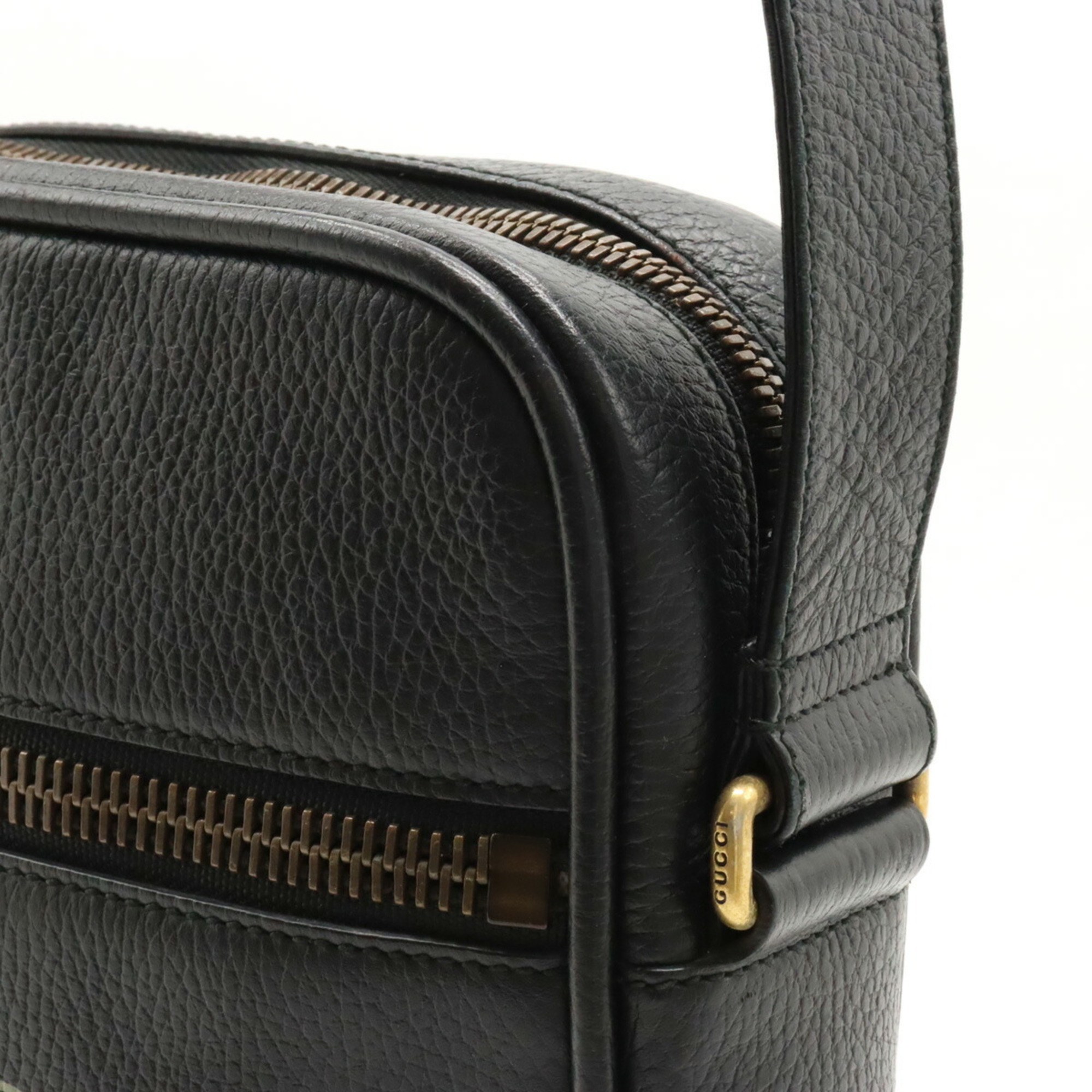 GUCCI Gucci Print Bag Shoulder Leather Black 523591