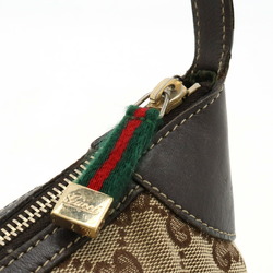 GUCCI Gucci GG Canvas Sherry Line Pouch Handbag Shoulder Bag Khaki Beige Dark Brown 224093