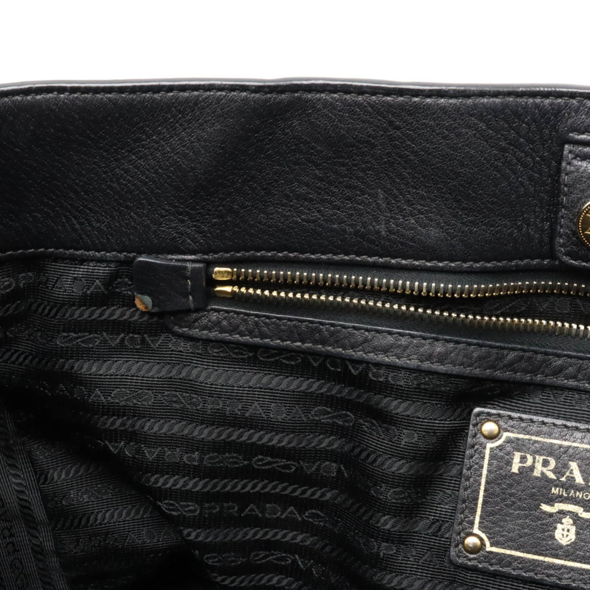 PRADA Prada Tote Bag Handbag Shoulder Leather NERO Black BN2104