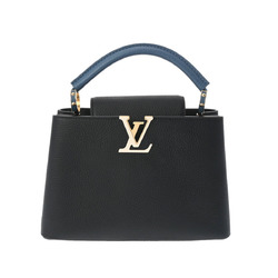 LOUIS VUITTON Capucines BB Black/Blue M59653 Women's Taurillon Leather Handbag
