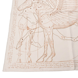 HERMES Hermes Carre 90 Pegasus White H592631S Women's 100% Silk Beaded Sequins Scarf Muffler