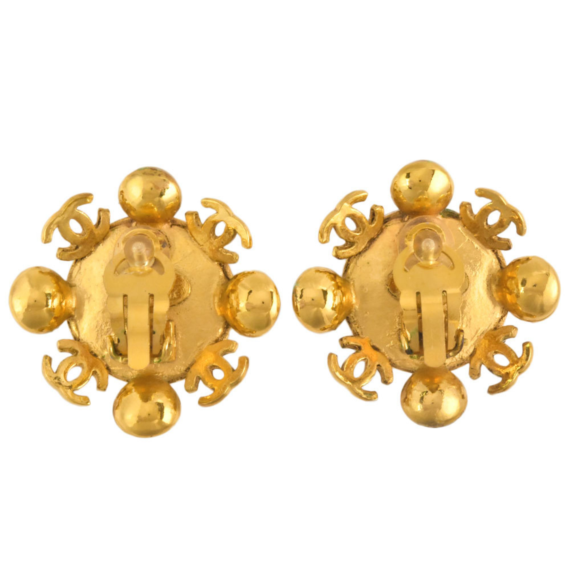 CHANEL Coco Mark Earrings 25 Engraved GP Gold Women's ITNDNZPEI30Q