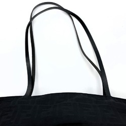 FENDI Tote Bag Handbag Zucca Pattern Metal Fittings Black Nylon Leather Women's