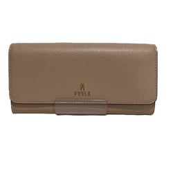 FURLA Continental Flap Wallet Beige Leather Long for Women