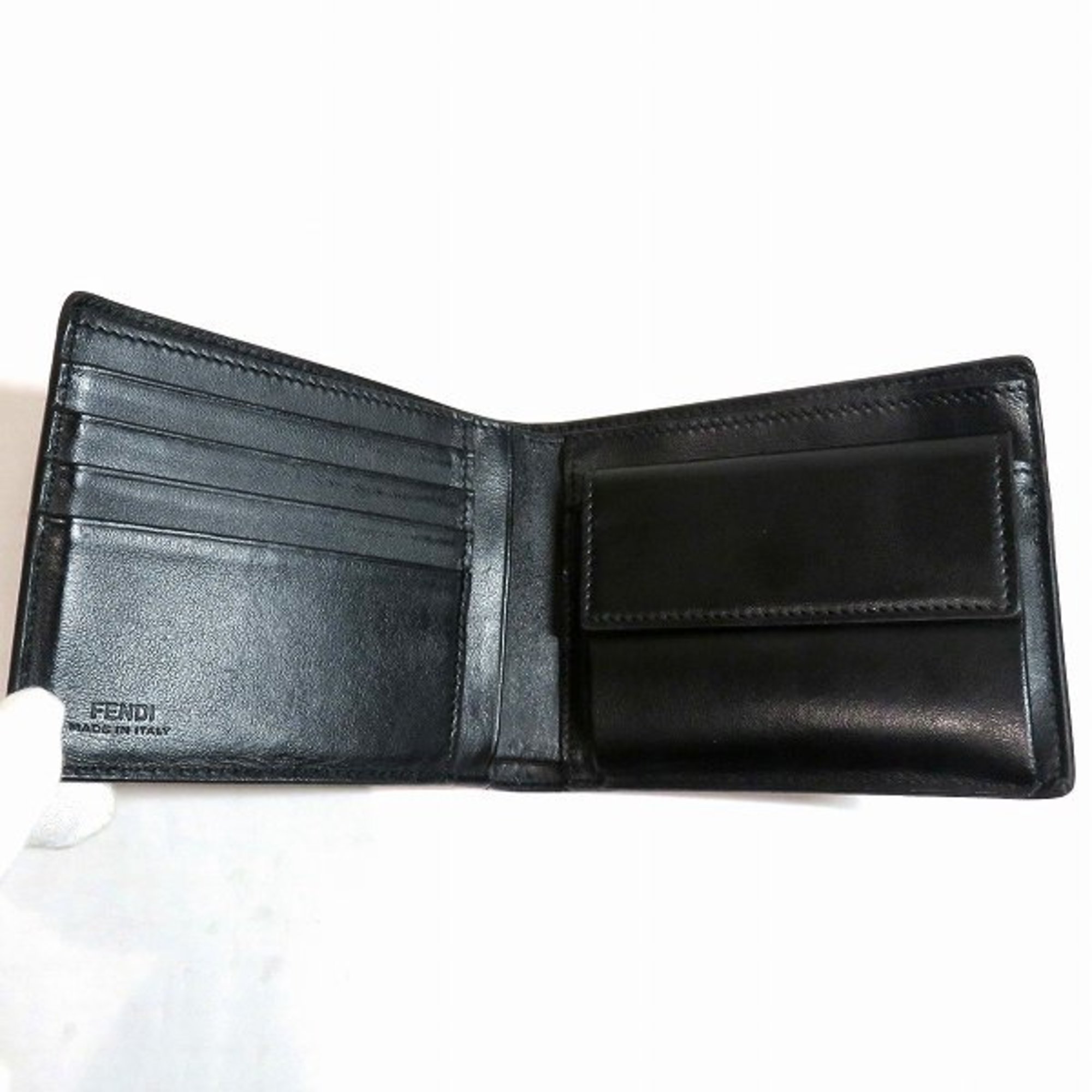 FENDI Zucca pattern 7M0001 Black x Yellow Wallet Bi-fold wallet for men