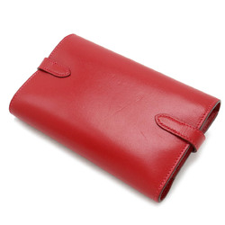 HERMES Kelly Wallet Medium Bi-fold Box Calf Leather Red A Stamp