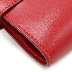 HERMES Kelly Wallet Medium Bi-fold Box Calf Leather Red A Stamp