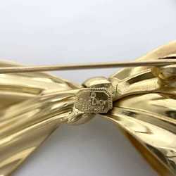 Christian Dior Brooch Gold ec-20020 Ribbon GP Pin Ladies Retro