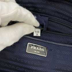 Prada Tote Bag Navy Tessuto Nylon Leather PRADA Triangle Plate Women's Blue