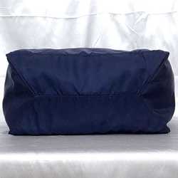 Prada Tote Bag Navy Tessuto Nylon Leather PRADA Triangle Plate Women's Blue