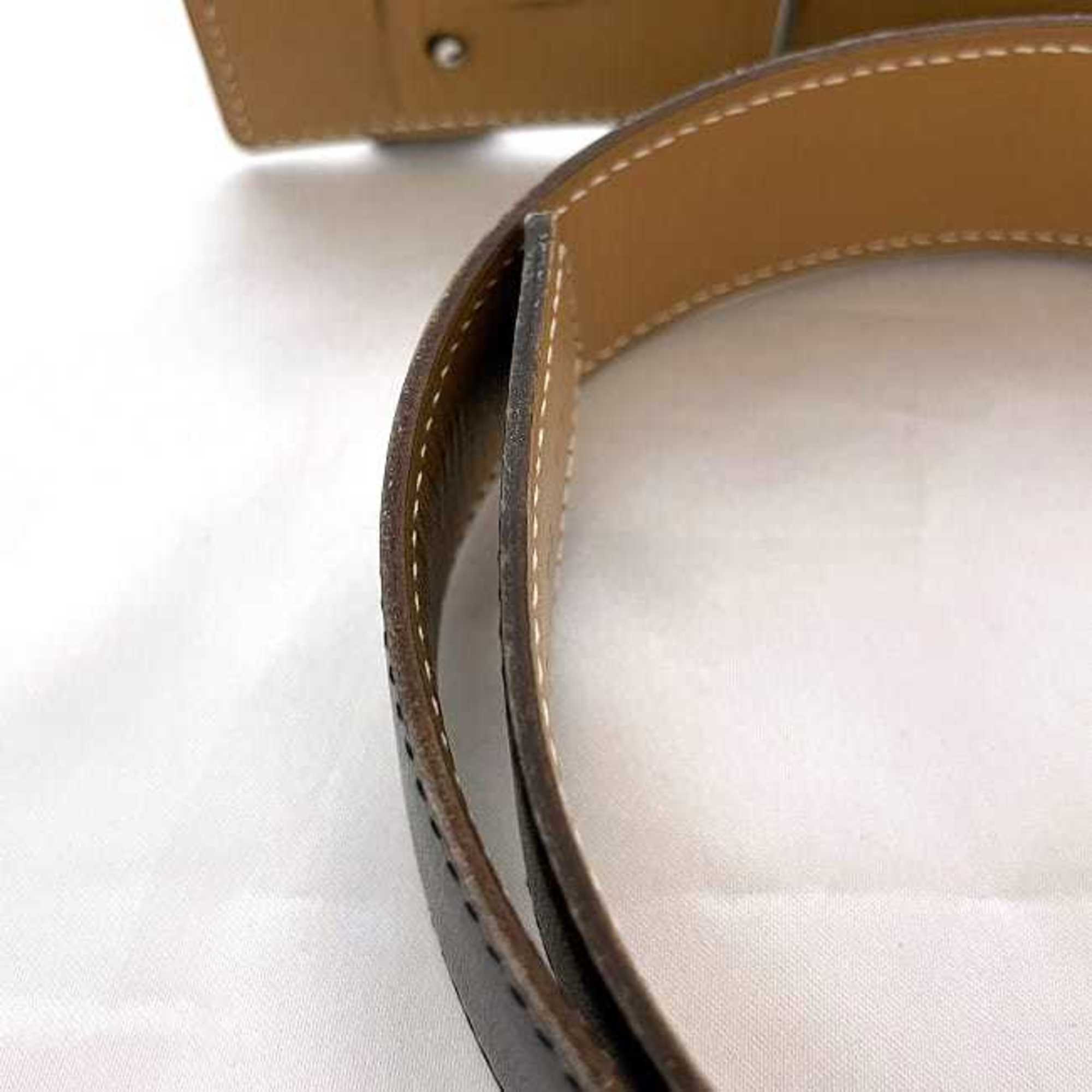 Hermes H-belt Black Camel Constance ec-19965 Waist belt Leather Box calf □G engraved HERMES Reversible 31mm Buckle Men's Women's Brown 70cm Made in 2003