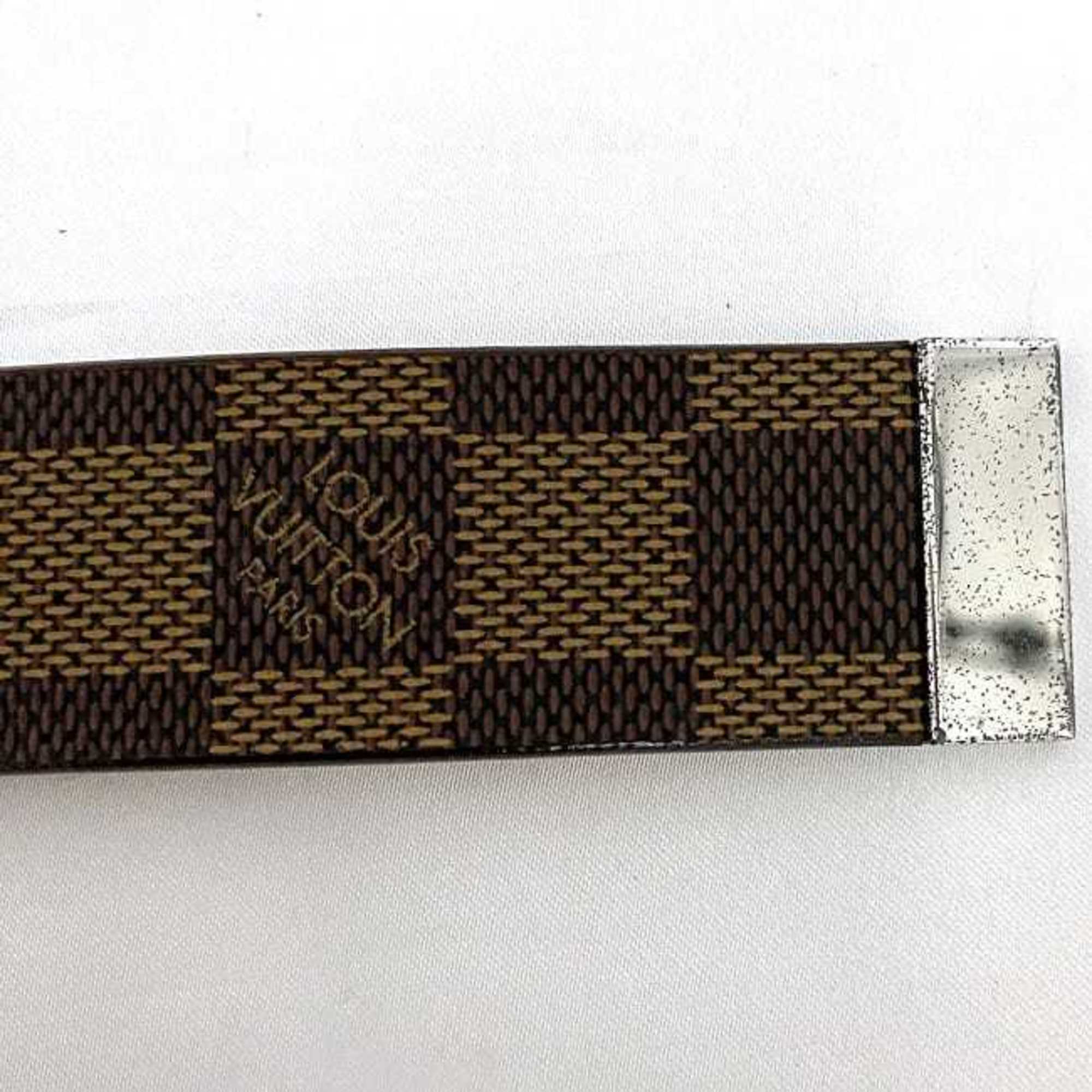 Louis Vuitton Belt Santur Carre Brown Damier Ebene M6803 f-19952 Waist 30mm Canvas Metal LB1012 LOUIS VUITTON Long LV