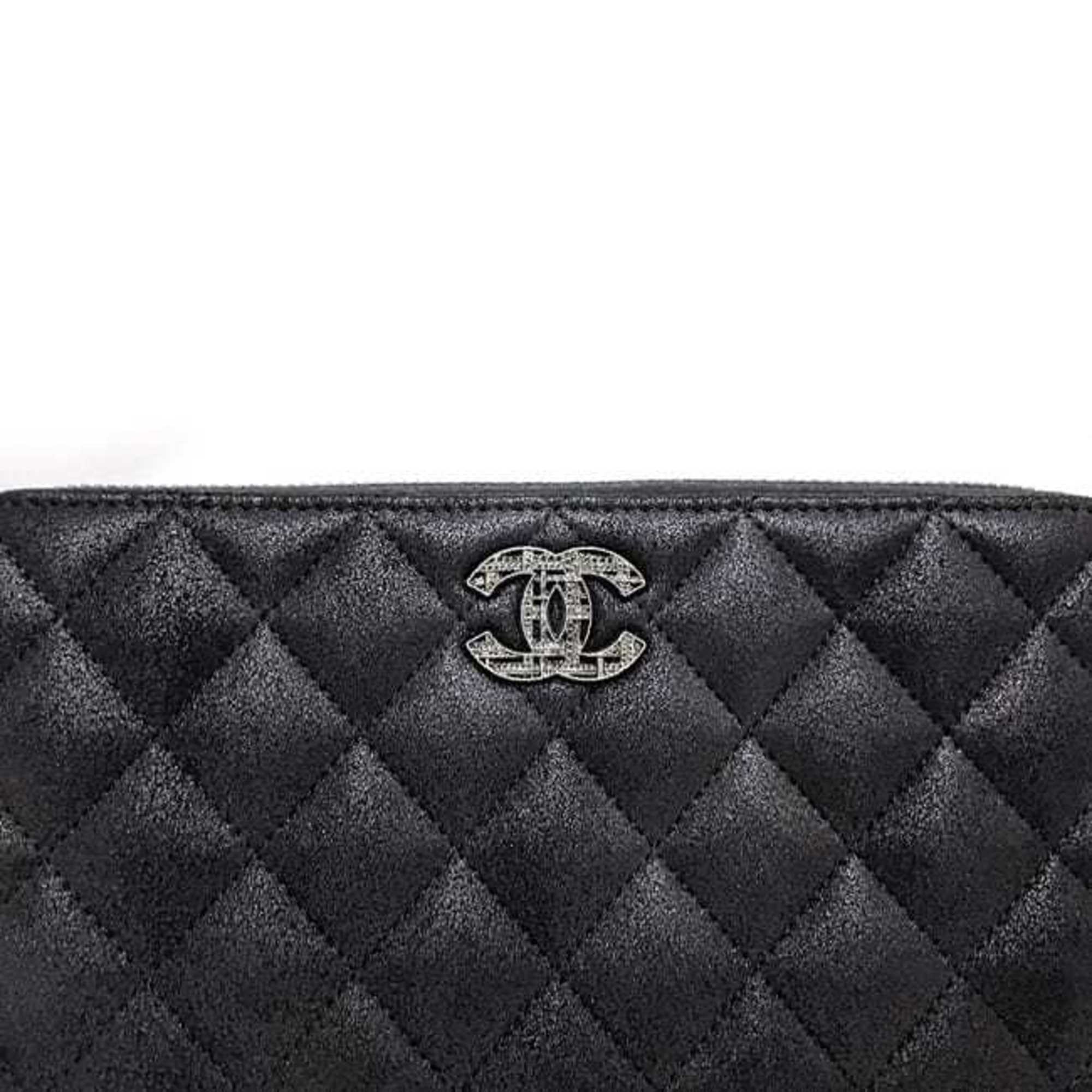 Chanel Round Long Wallet Black Coco Mark f-20031 Metallic Lambskin 20243282 CHANEL 20 Series