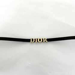 Christian Dior Choker Black Gold ec-20017 Necklace Leather Metal Women's