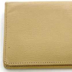 Chanel Bi-fold Long Wallet Beige Coco Mark ec-19924 6 Series Leather Soft Caviar Skin 6621702 CHANEL Button Women's