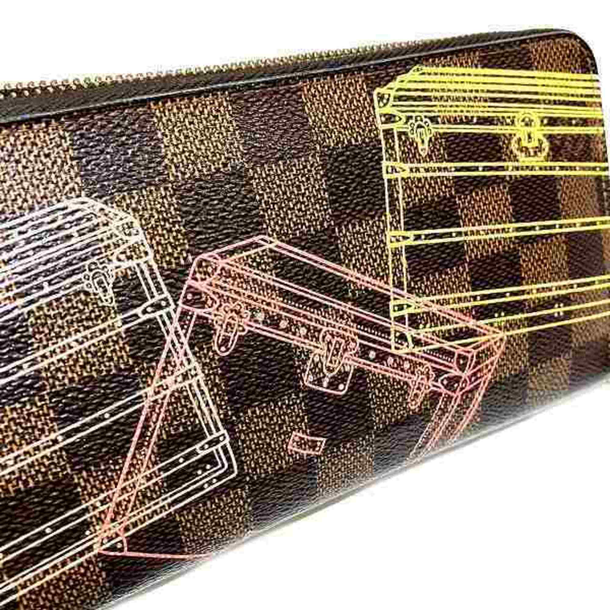 Louis Vuitton Damier Zippy Wallet N63026 Limited Edition Trunk Pattern Long for Women