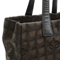 CHANEL New Travel Line Tote MM bag Shoulder Nylon jacquard Dark brown Black A15991