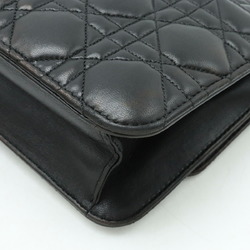 Christian Dior Miss Cannage New Rock Chain Wallet Clutch Bag Leather Black
