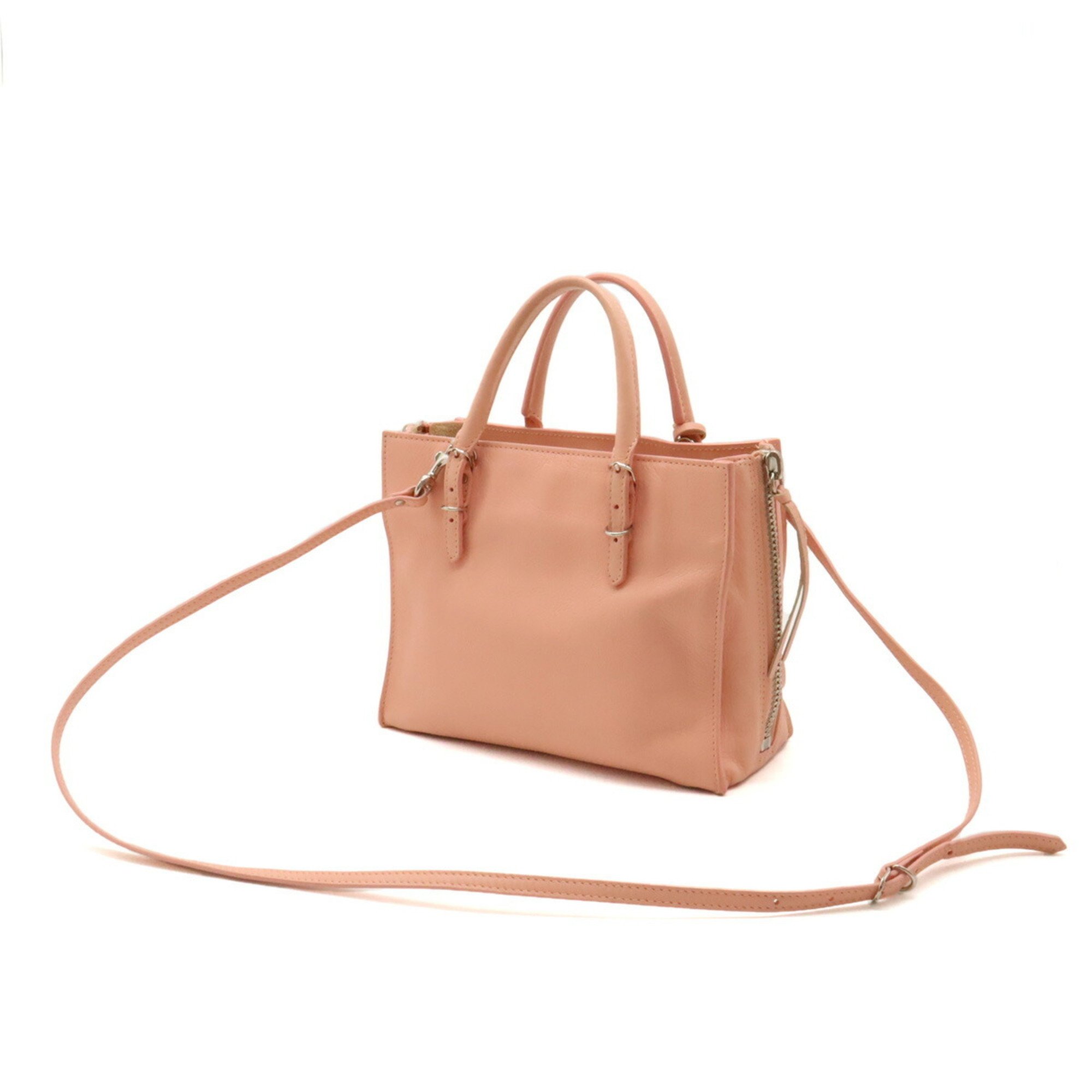 BALENCIAGA Paper Handbag Shoulder Bag Leather Coral Pink 357333