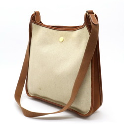 HERMES Hermes Vespa PM Shoulder Bag Toile H Leather Natural Brown A Stamp