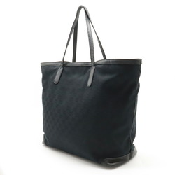 GUCCI GG Canvas Tote Bag Large Shoulder Leather Black 305585