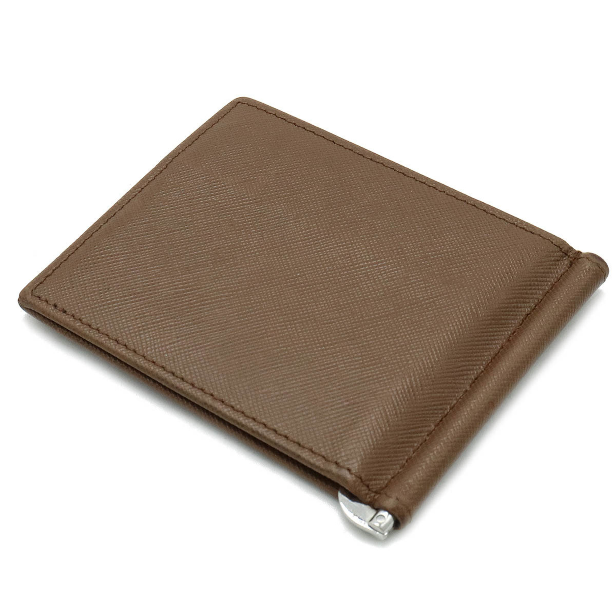 PRADA Prada Bi-fold Wallet with Money Clip Leather Light Brown 2MN077