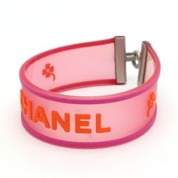 CHANEL Rubber Bracelet Band Clover Pink Orange 01P A16344
