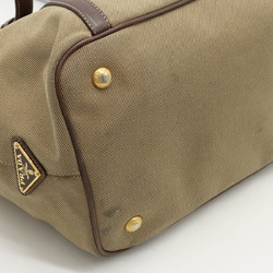 PRADA Prada Jacquard Ribbon Handbag Tote Bag Shoulder Canvas Khaki Beige Mocha Brown BN1841
