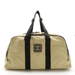CHANEL Chanel Sports Line Boston Bag Travel Shoulder Nylon Beige Black A19977