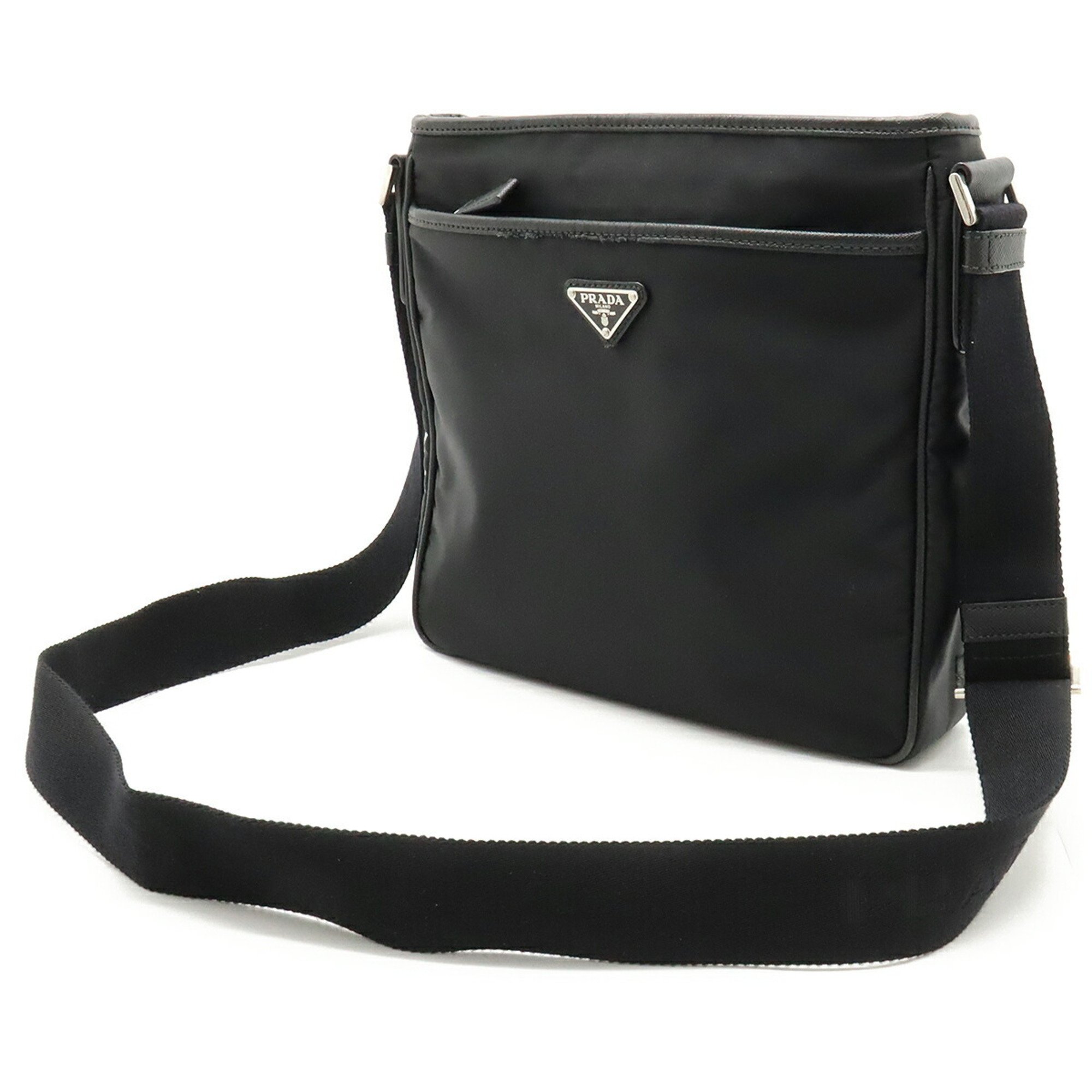 PRADA Prada Jacquard Shoulder Bag Nylon Leather NERO Black 2VH797
