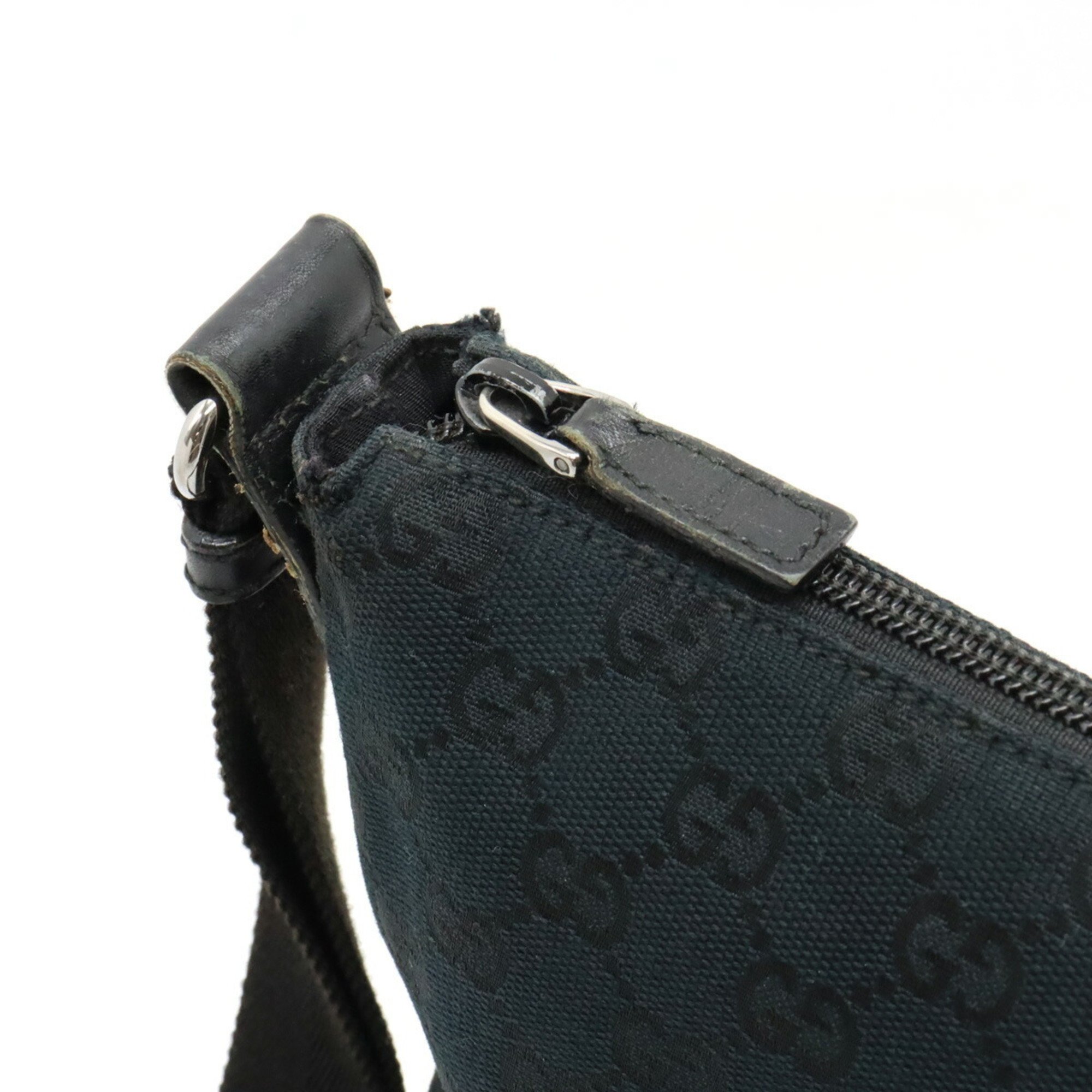GUCCI GG canvas shoulder bag, perforated leather, black, 145857