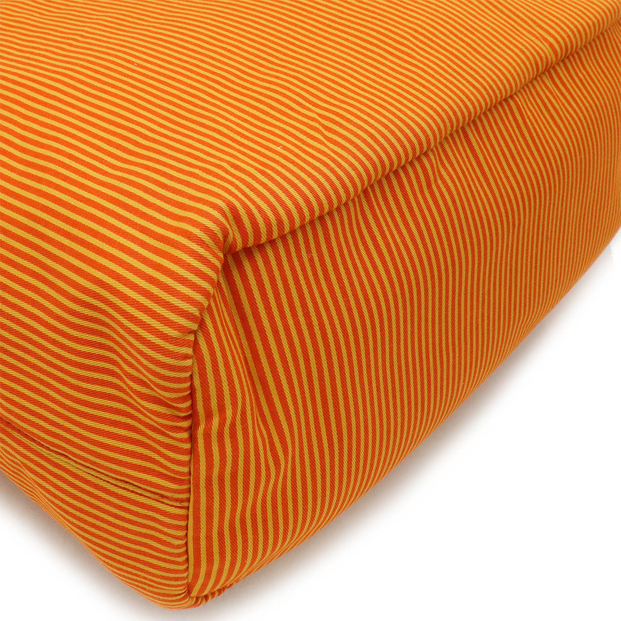 PRADA Prada Tote Bag Handbag Shoulder Striped Canvas Leather Orange B2052G
