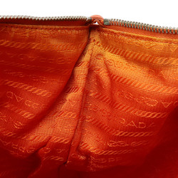 PRADA Prada Tote Bag Handbag Shoulder Striped Canvas Leather Orange B2052G