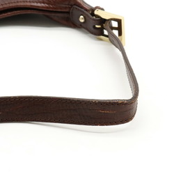 FENDI Zucchino Shoulder Bag Canvas Leather Beige Dark Brown 8BR552