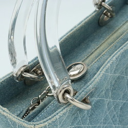 Christian Dior Lady Cannage Handbag Shoulder Bag Denim Light Blue Clear