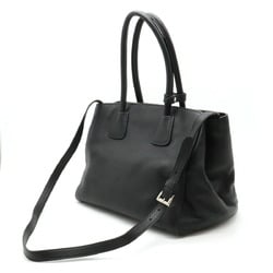 PRADA VITELLO PHENIX Tote Bag Shoulder Leather NERO Black BN2795