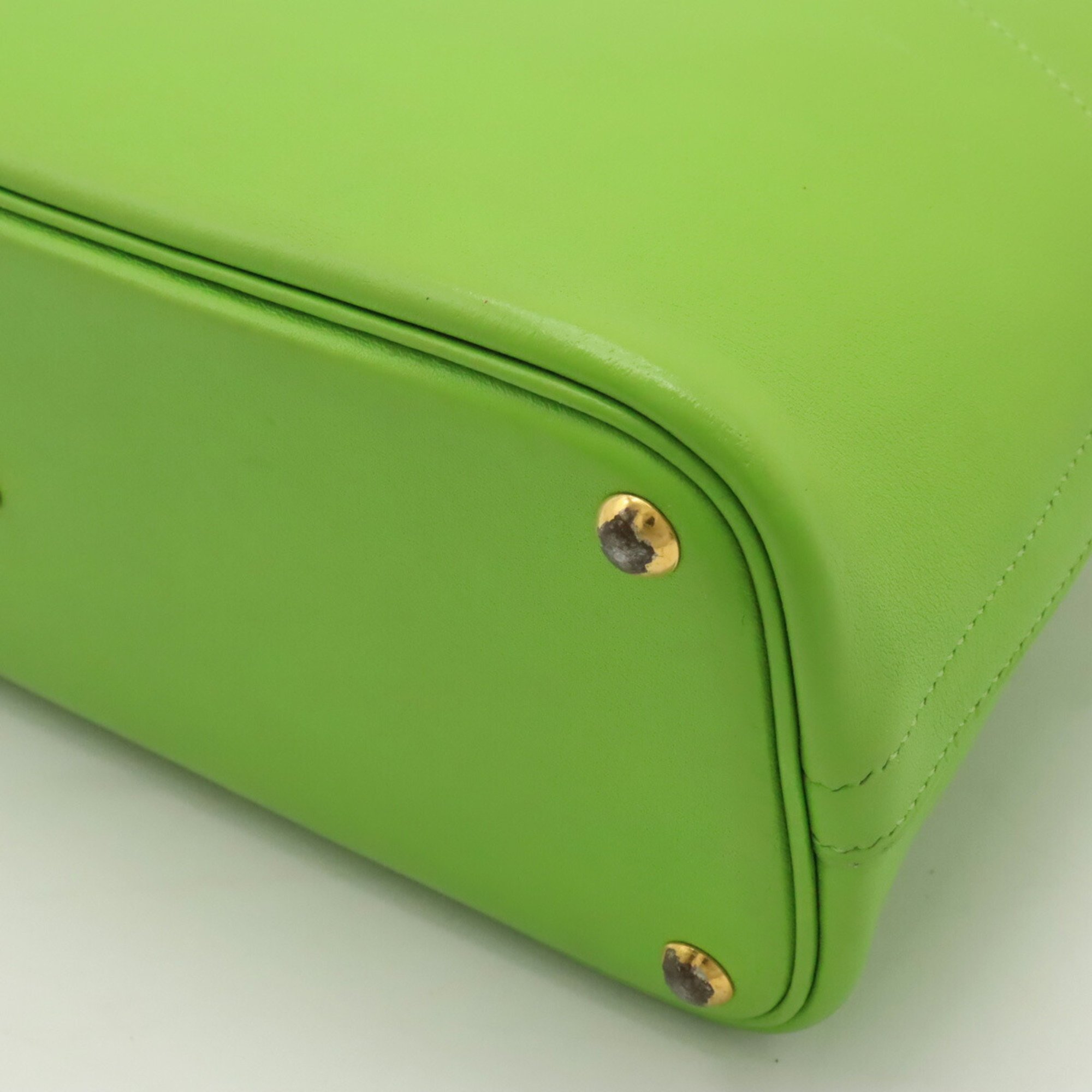 HERMES Bolide 27 handbag shoulder bag leather green V stamp