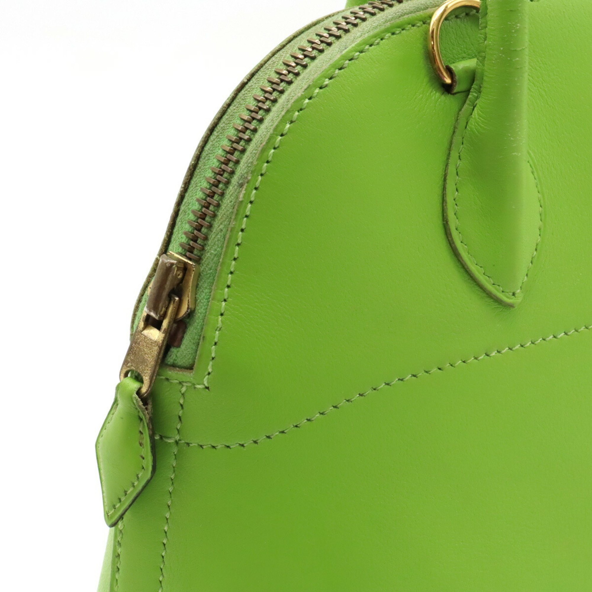 HERMES Bolide 27 handbag shoulder bag leather green V stamp