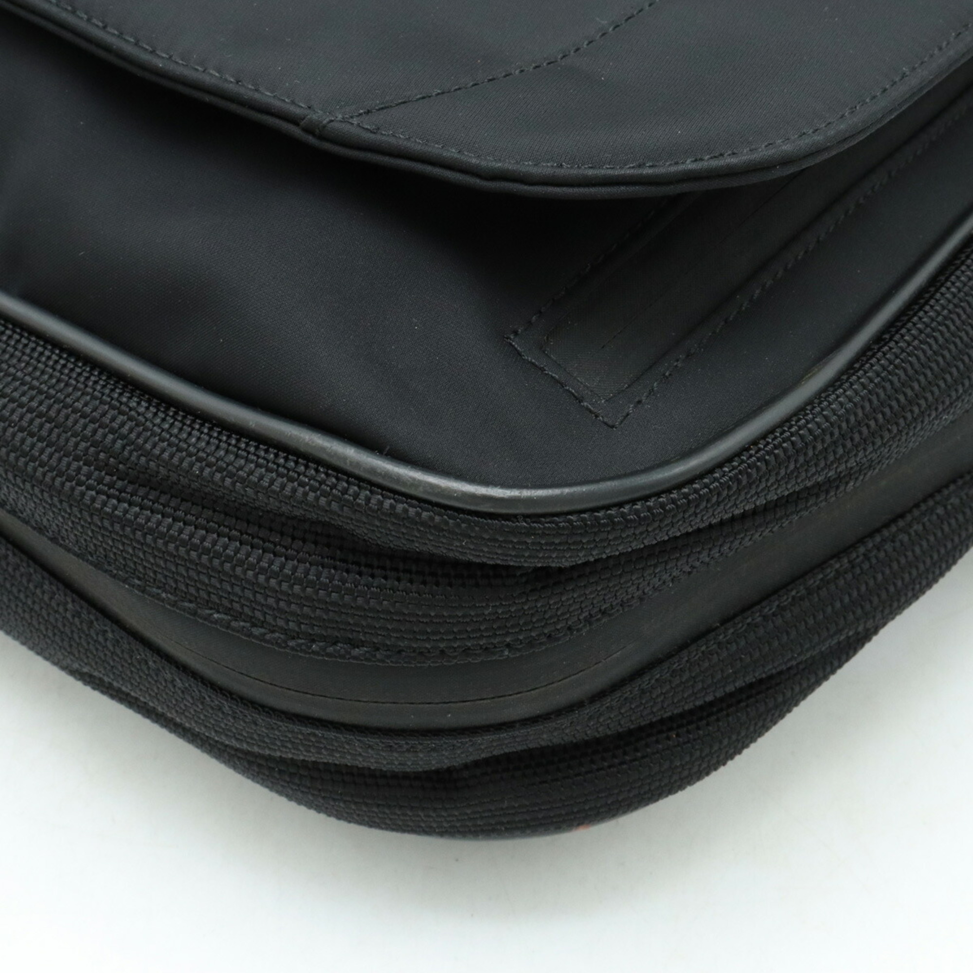 dunhill shoulder bag nylon leather black