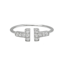 Tiffany T Wire Ring White Gold (18K) Fashion Diamond Band Ring Silver