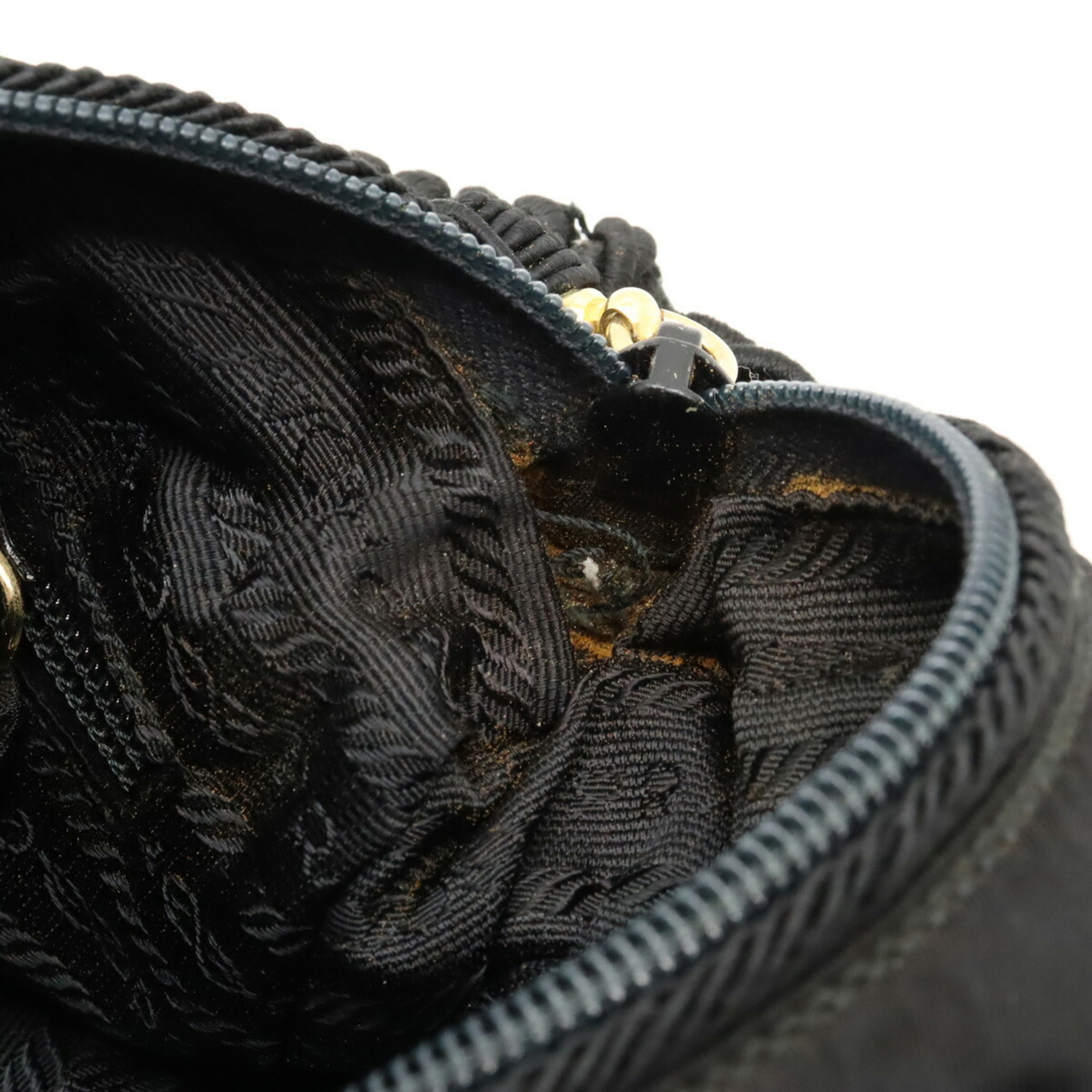 PRADA Prada handbag rope handle tassel beads nylon NERO black