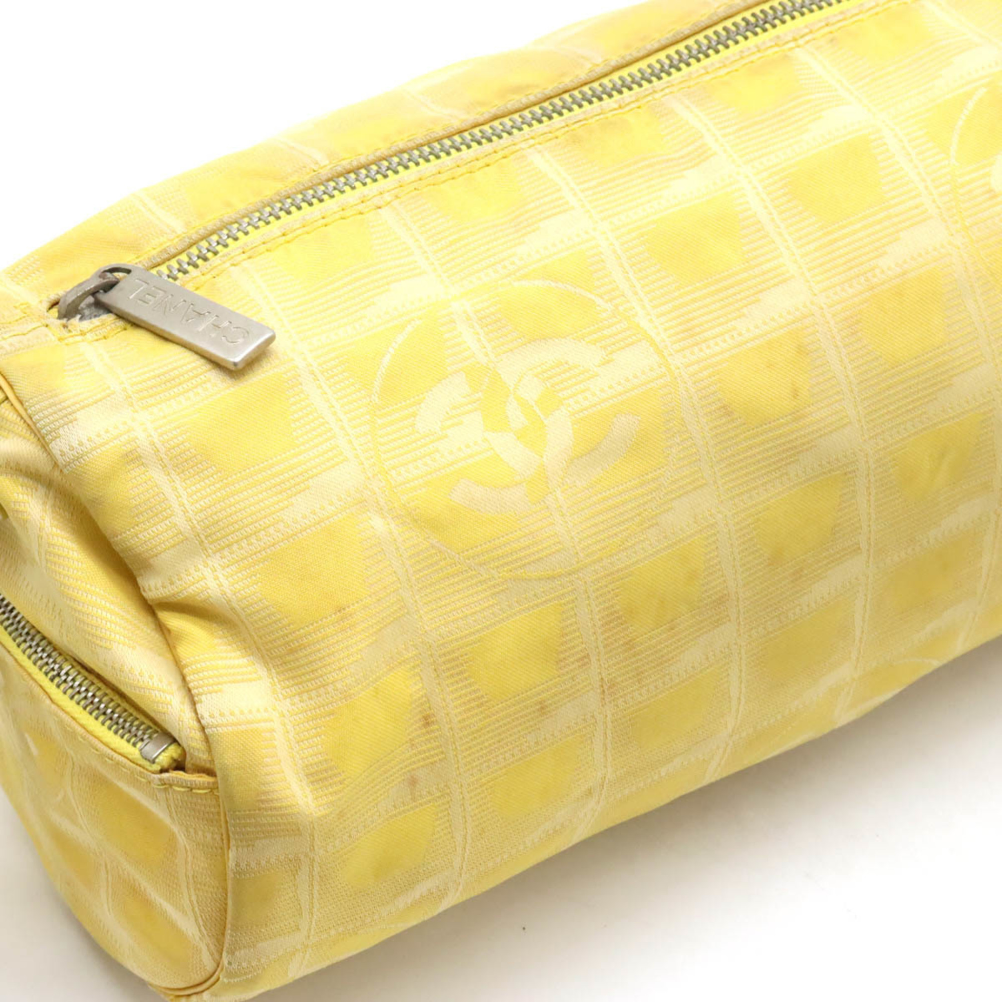 CHANEL New Travel Line Roll Bag Shoulder Body Nylon Jacquard Leather Yellow A17669