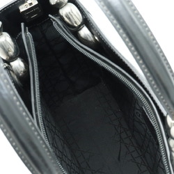 Christian Dior Lady Maris Pearl Handbag Tote Bag Leather Black